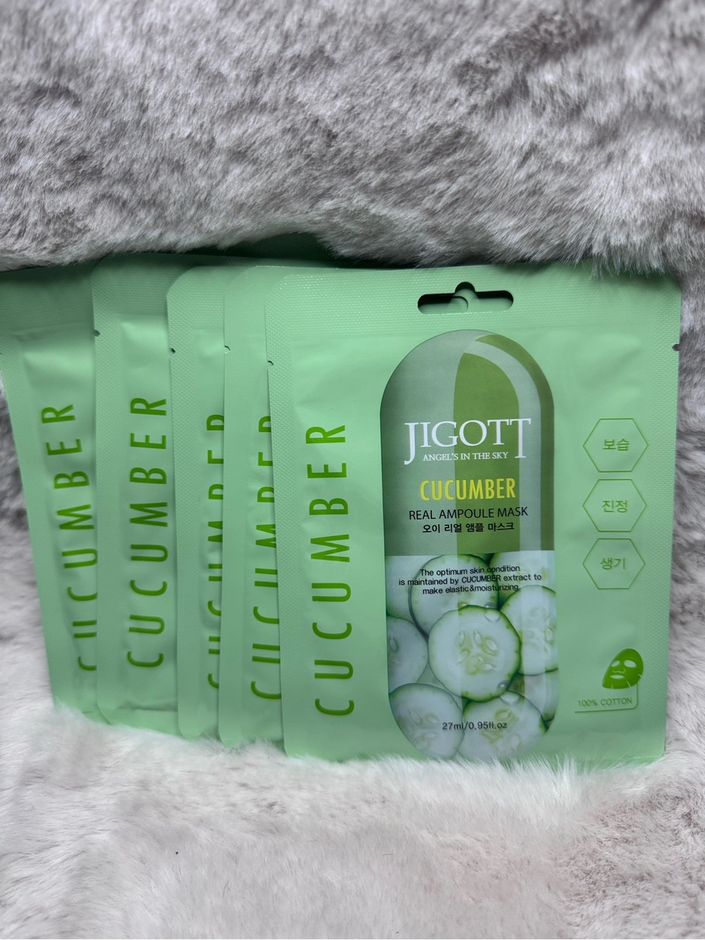 Jigott Cucumber Real Ampoule Face Mask - Soothing Cucumber 5 Mask